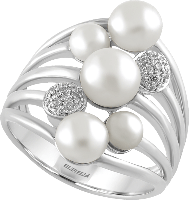 Effy Cultured Freshwater Pearl (4mm-6.5mm) and Diamond Accent Ring in Sterling Silver