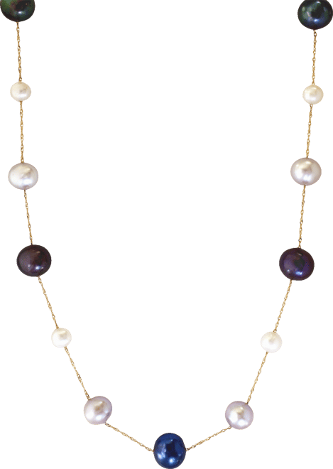 Effy Multi-Color Cultured Freshwater Pearl Station Necklace in 14k Gold (6mm)