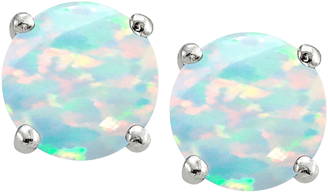 Cubic Zirconia Synthetic Opal Stud Earrings in Sterling Silver, Created for Macy's