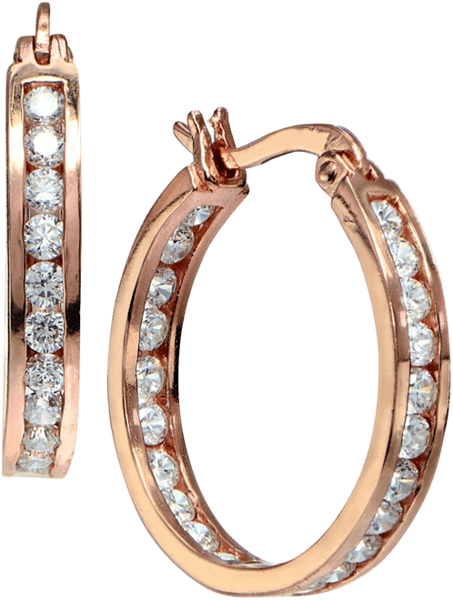 Small Cubic Zirconia Inside Out Hoop Earrings in Sterling Silver, 0.75", Created for Macy's