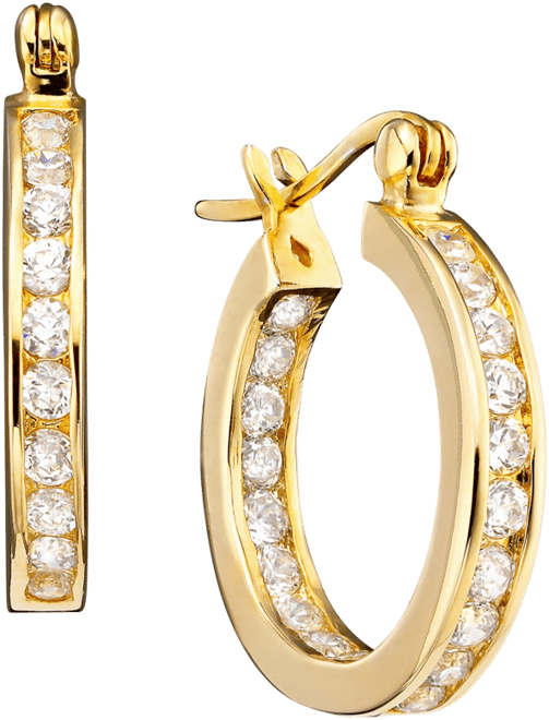 Small Cubic Zirconia Inside Out Hoop Earrings in Sterling Silver, 0.75", Created for Macy's
