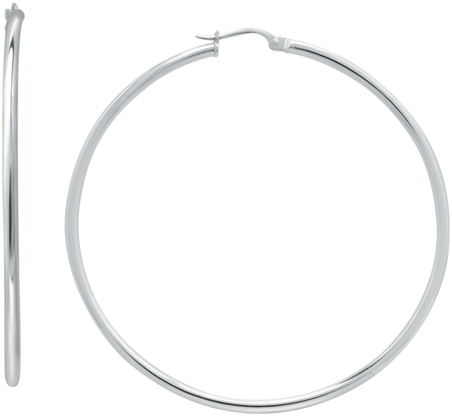 Large Sterling Silver Hoop Earrings, 1.75"