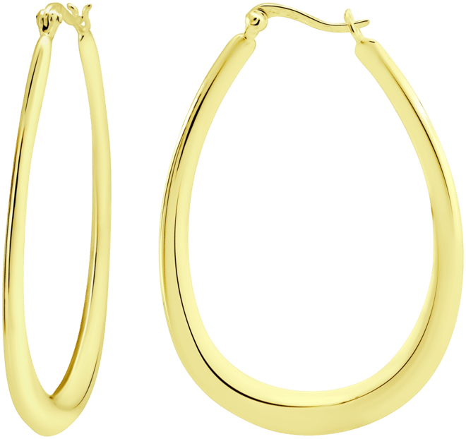 Large Sterling Silver Graduated Drop Hoops, 1.75"