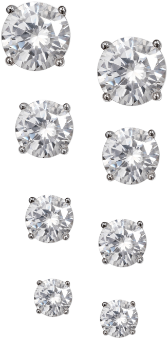 4-Pc. Set Cubic Zirconia Stud Earrings in Sterling Silver, Created for Macy's