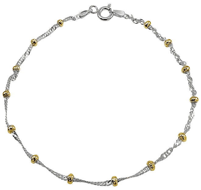 Beaded Singapore Chain Bracelet in Sterling Silver & 18k Gold-Plate, Created for Macy's