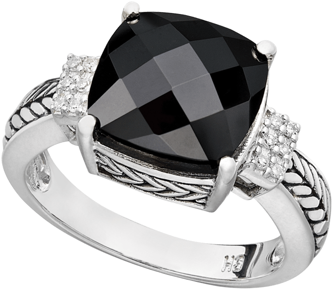 Effy Onyx (10 x 10mm) and Diamond Accent in Sterling Silver