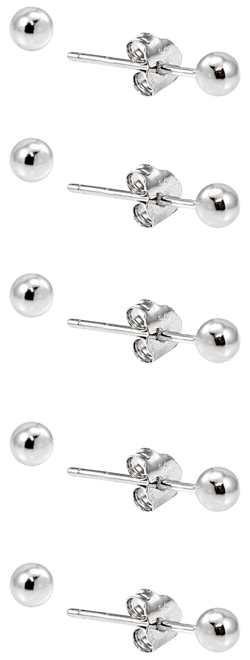 5-Pc. Set Small Ball Stud Earrings in Sterling Silver, Created for Macy's