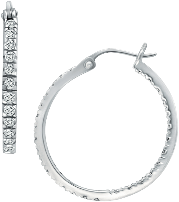 Small Cubic Zirconia In & Out Oval Hoop Earrings in 18k Gold-Plated Sterling Silver, 0.6", Created for Macy's