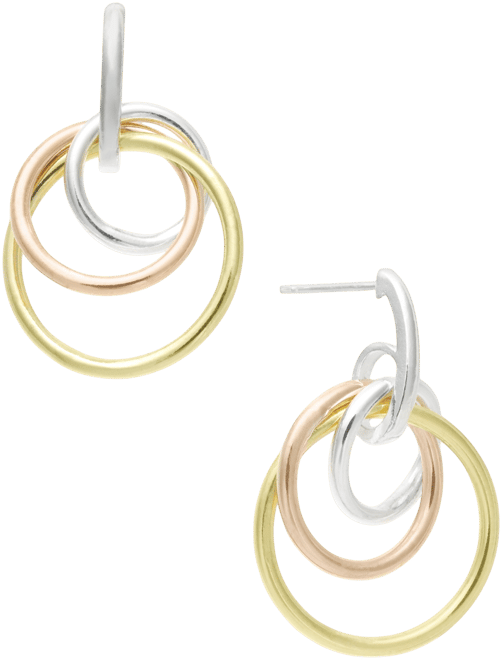 Tricolor Interlocking Circle Drop Earrings in Sterling Silver, 18k Gold-Plate & 18K Rose Gold-Plate, Created for Macy's