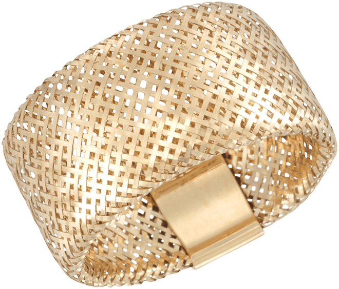 Italian Gold Openwork Mesh Stretch Ring in 14k Gold, Made in