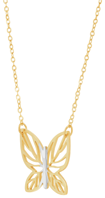 Butterfly 17" Pendant Necklace in 10k Gold