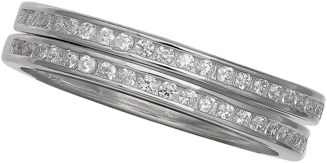 2-Pc. Set Cubic Zirconia Bands in Sterling Silver, Created for Macy's
