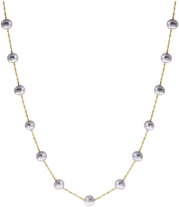 Effy Gray Cultured Freshwater Pearl (5-1/2mm) 18" Collar Necklace in 14k White Gold