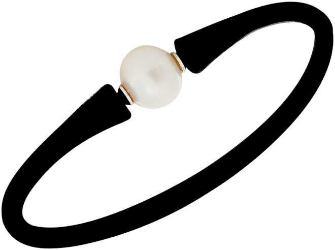 Effy Cultured White Freshwater Pearl (11mm) Black Silicone Bracelet