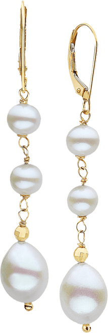 Effy Cultured Freshwater Pearl (5-1/2 & 8mm) Drop Earrings in 14k Gold
