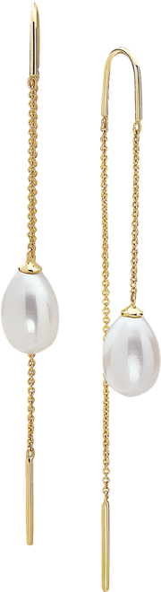 Effy Cultured Freshwater Pearl (10 x 7mm) Threader Earrings in 14k Gold