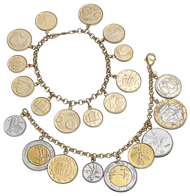Vermeil Bracelet, Lira Coins Charm Bracelet