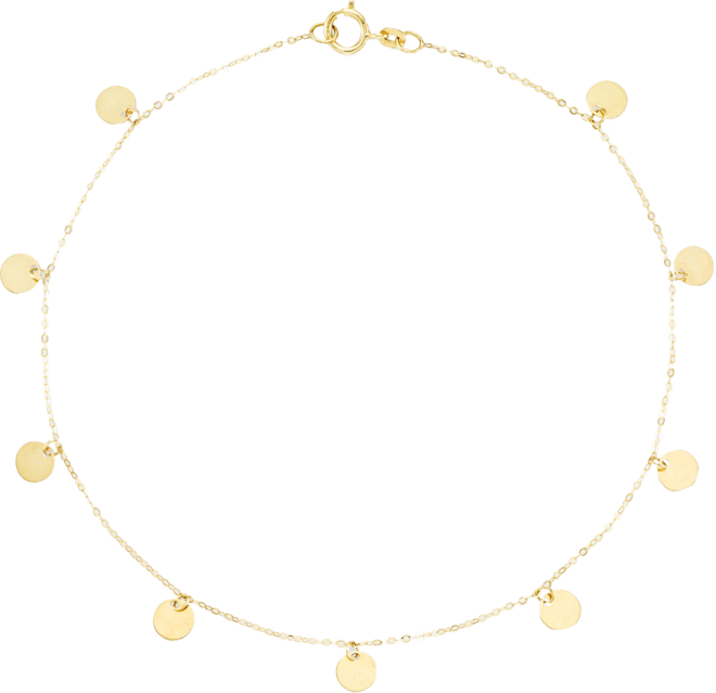 Polished Disc Dangle Ankle Bracelet in 14k Gold