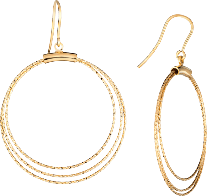 Textured Multi-Circle Drop Earrings in 14k Gold-Plated Sterling Silver