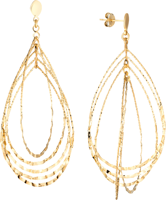Textured Multi-Teardrop Drop Earrings in 14k Gold-Plated Sterling Silver