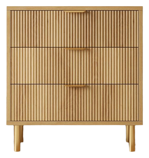 Idealhouse Wood color 3 Drawer Dresser for Bedroom, Wood Dresser with Metal Legs, 30” Tall Dresser Organizer, Modern Chest of Drawers, Large Dr