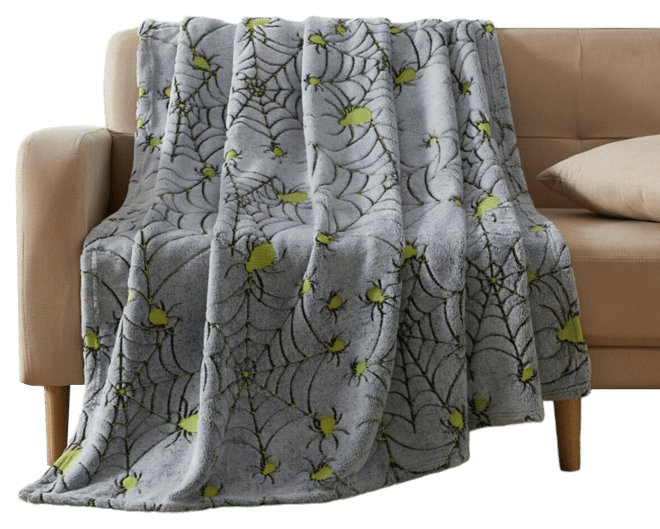 Halloween Spooky Glow In The Dark Spider Webs Ultra Soft & Plush Oversized Throw Blanket