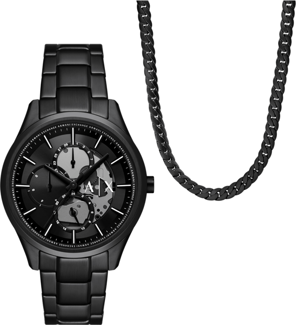 Men's Quartz Multifunction Black Stainless Steel 42MM