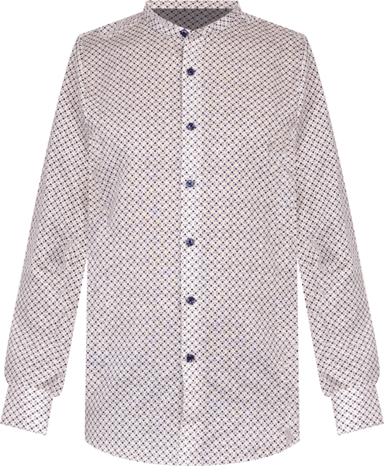 Men's Dumbo Moisture-Wicking Interlocking Geo-Print Button-Down Mandarin Shirt