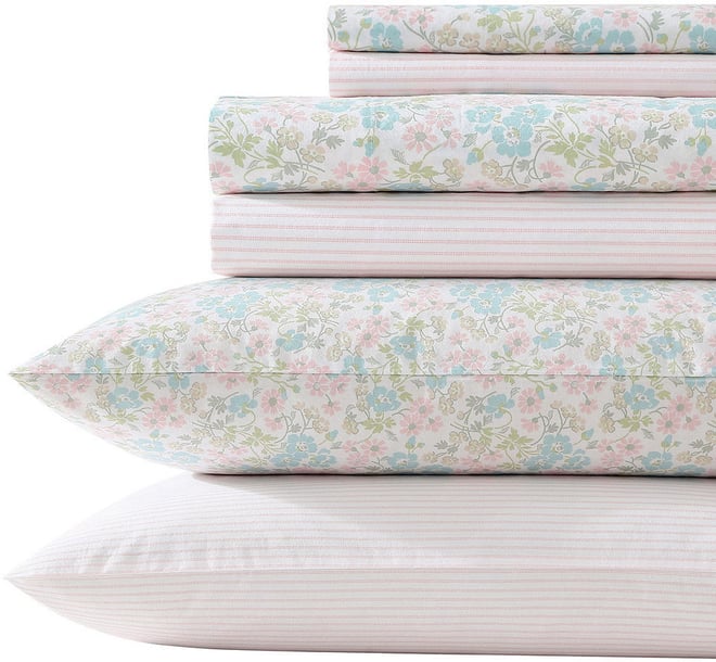 Laura Ashley Jaynie Sheet Set, Color: Blue Pink - JCPenney