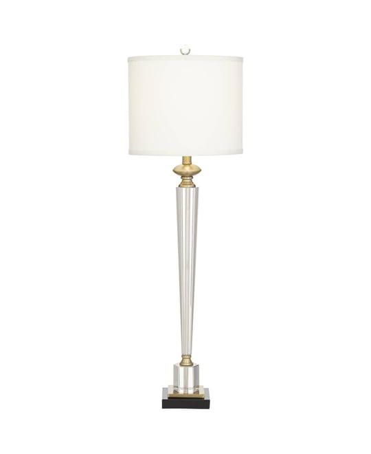 Lana Modern Table Lamp 38 1/2" Tall Clear Crystal Glass Column White Drum Shade for Bedroom Living Room Bedside Nightstand O