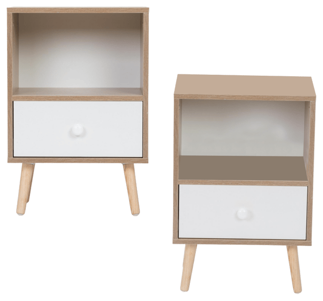 Simplie Fun 2 Mid Century Wood Nightstands with Drawer