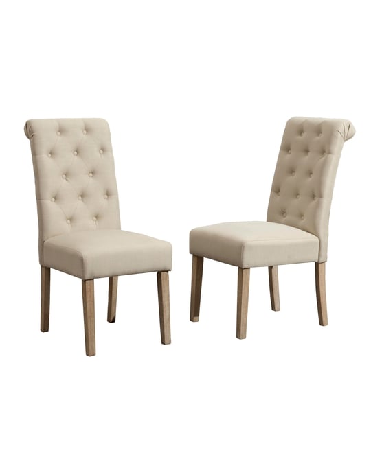 5-piece Dining Set, Turned-Leg Dining Table with 4 Tufted Chairs