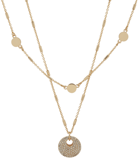 Gold-Tone Pave Disc Layered Pendant Necklace, 16" + 3" extender