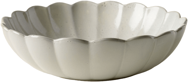 Grey Scalloped Serving Bowl