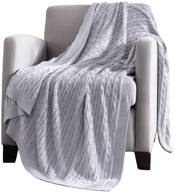 University Living Ultra Soft & Plush Oversized "The Scholar" Cable Knit Cotton Accent Throw Blanket