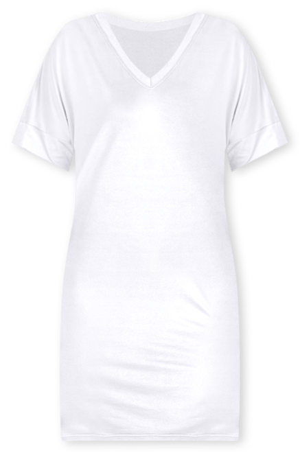 Solid Color Loose Fit V Neck T Shirt Style Women's Knee Length Dress