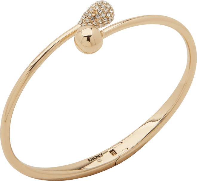 Gold-Tone Crystal Bypass Hinged Cuff Bracelet