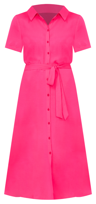 Women's Short-Sleeve Belted Midi Shirtdress