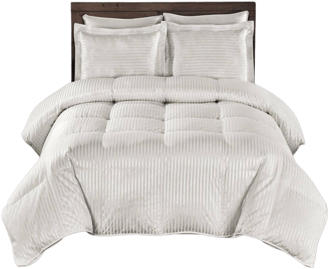 Heavyweight Silk Goose Down Fill Comforter – Stripe, King/California King