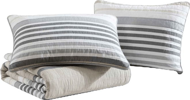 Dover Stripe Reversible 3 Piece Quilt Set, Full/Queen