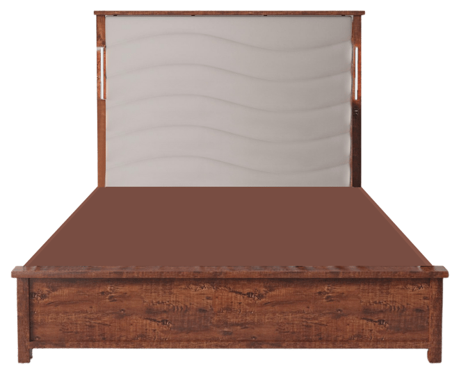 Streamdale Upholstered Queen Bed Frame with Charging Station and Led