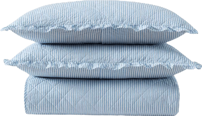 Oxford Stripe Reversible 2 Piece Quilt Set, Twin