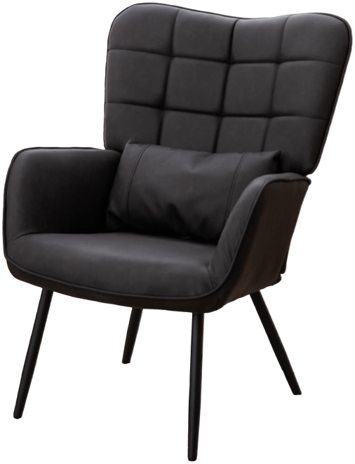 Simplie Fun Modern Leather Accent Chair with High Back and Metal Legs