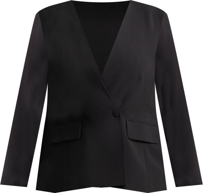 Women's Plus Size The 365 Semi Stretch Double Breast Collarless Blazer