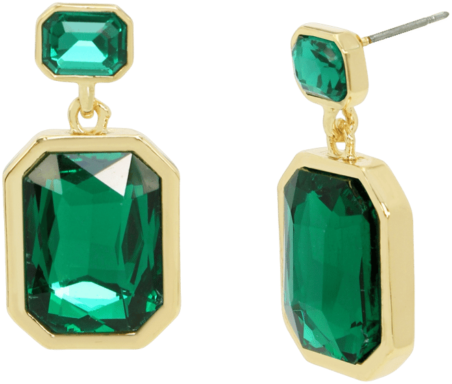 Faux Stone Gem Double Drop Earrings