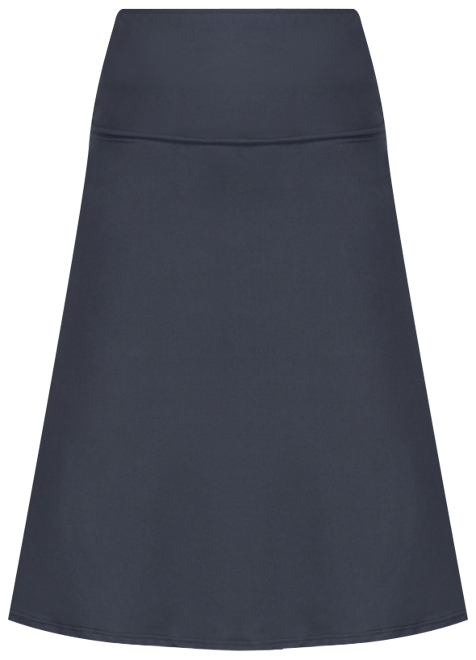 A Line Elastic Waist Knee Length Skirt