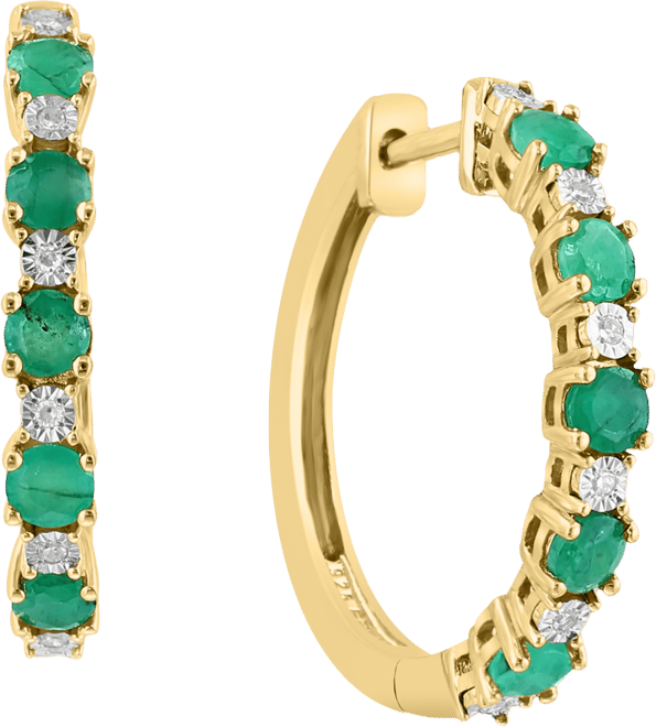 Effy Sapphire (3/4 ct. t.w.) & Diamond Accent Small Hoop Earrings in 14k Gold-Plated Sterling Silver, 0.81" (Also available in Ruby and Emerald)