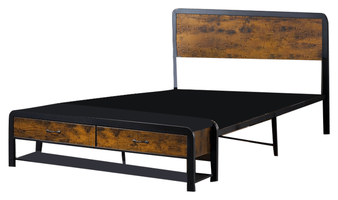 gaomon Queen Size Bed Frame with Ottoman Storage, Sturdy Metal Slats, Mattress Foundation and Safe Rounded Corners, No Box Spring Needed,Brown