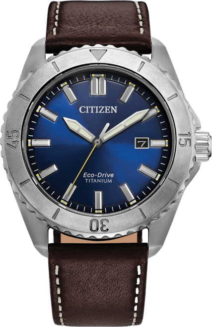 Eco-Drive Men's Brycen Brown Leather Strap Watch 41mm