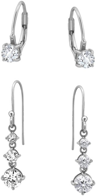 2-Pc. Set Cubic Zirconia Leverback & Dangle Drop Earrings in Sterling Silver, Created for Macy's